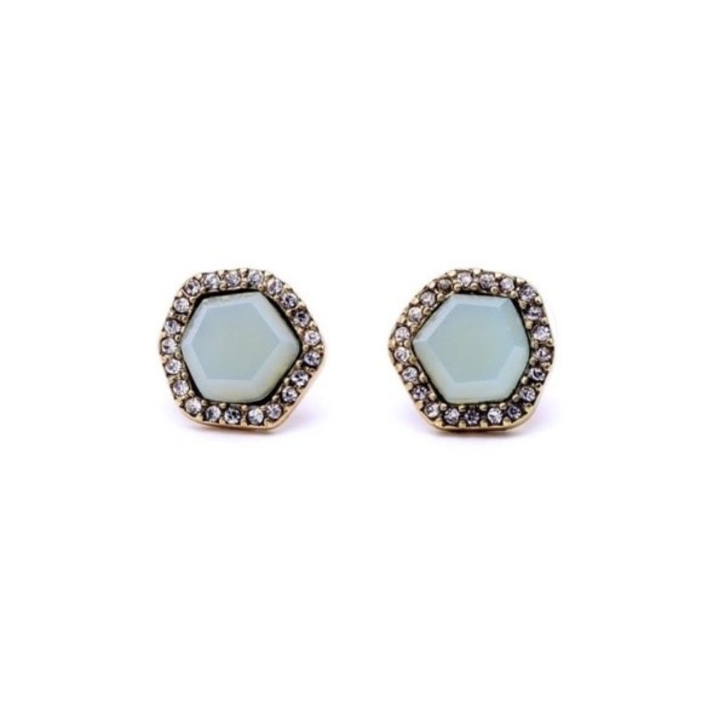 Blue Stone Crystal Stud Earrings